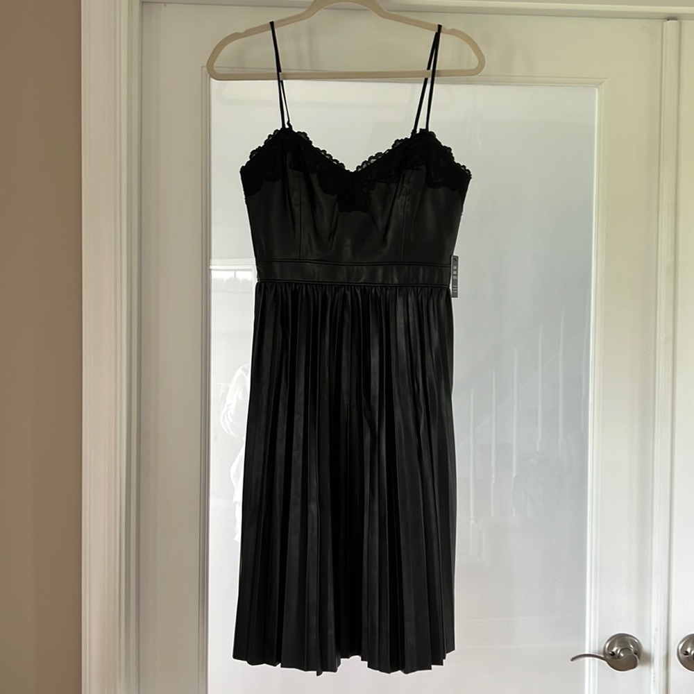 NWT Express Faux Leather Baby Doll Dress